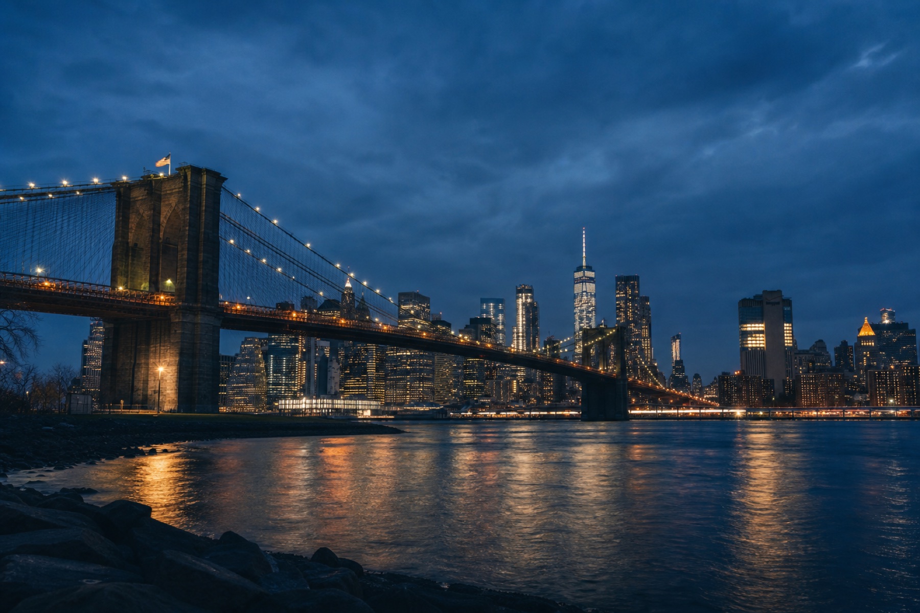 City bridge at dusk