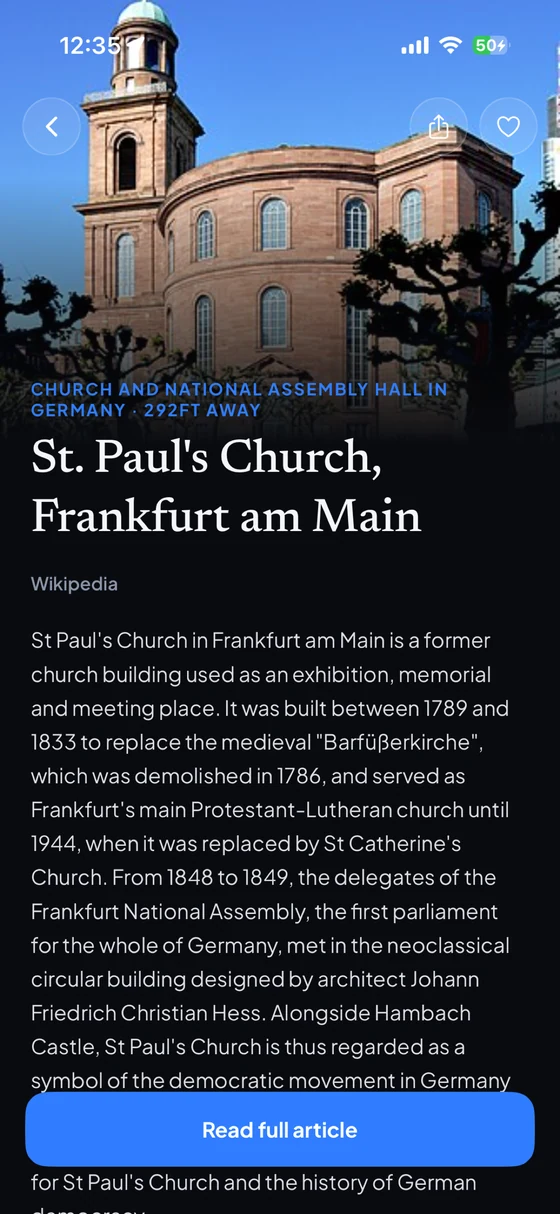 Whereward place detail for St. Paul's Church in Frankfurt